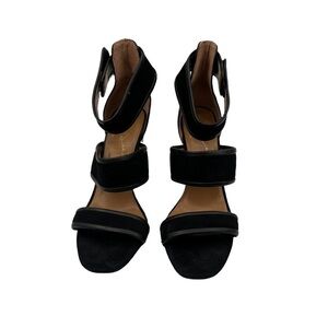 Report Signature Black Pammy Leather Block Heel Sandals Size 10 Women’s